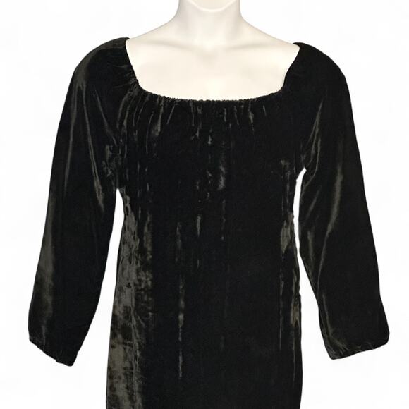 Vintage 90s HICO Crushed Velvet Maxi Dress Size 14 Off Shoulder Goth Boho Party - Picture 3 of 14